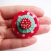 Polka dot brooch, button brooch, spotty, red and aqua, kitsch, kooky, ooak