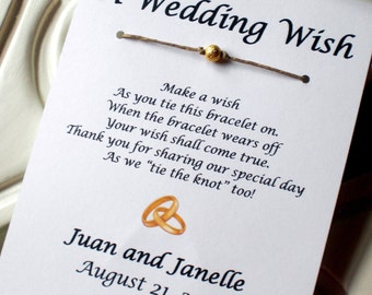 Gold Rings - A Wedding Wish - Wish Bracelet Wedding Favor Custom Made for You