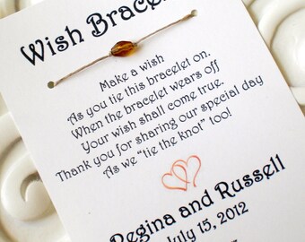 Two Hearts - A Wedding Wish with Heart - Wish Bracelet Wedding Favor Custom Made for You