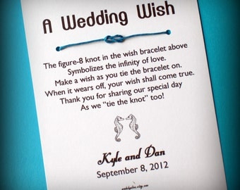 Beach Wedding - A Wedding Wish with Seahorses - Wish Bracelet Wedding Favor Custom Made for You