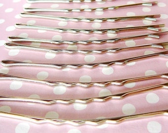 Bobby Pins, 10 Czech Hair Pin Blanks, Silvertone