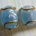 Vintage .. Signed Periwinkle Blue Wavy Cab Earrings