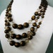 Vintage .. Bead Necklace, 3 Strand Brown Bronze Resin Graduated Beads, Earring Set