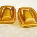 Vintage .. Earrings, Signed Domed Rectangular Clip on