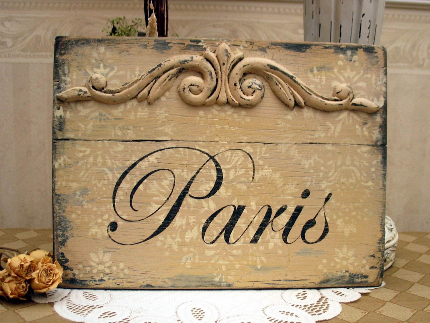 Shabby Paris Apartment sign French cottage style French