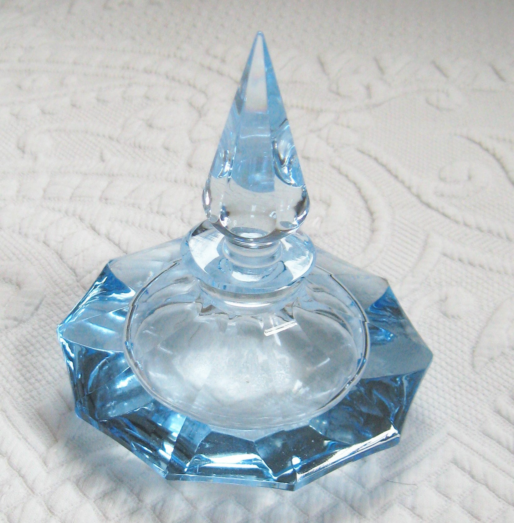 VINTAGE BLUE CRYSTAL PERFUME BOTTLE 1920s