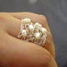 Spread Ring, Crochet Sterling Silver Wire and Pearls