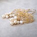 SALE 50% OFF - Pearl Gold Earrings, Crochet Gold Wire, Bridal Drop Pearl Earrings