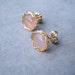 CLEARANCE SALE up tp 70% OFF - Rose Quartz Earrings, Post Earrings With Crochet Gold Wire