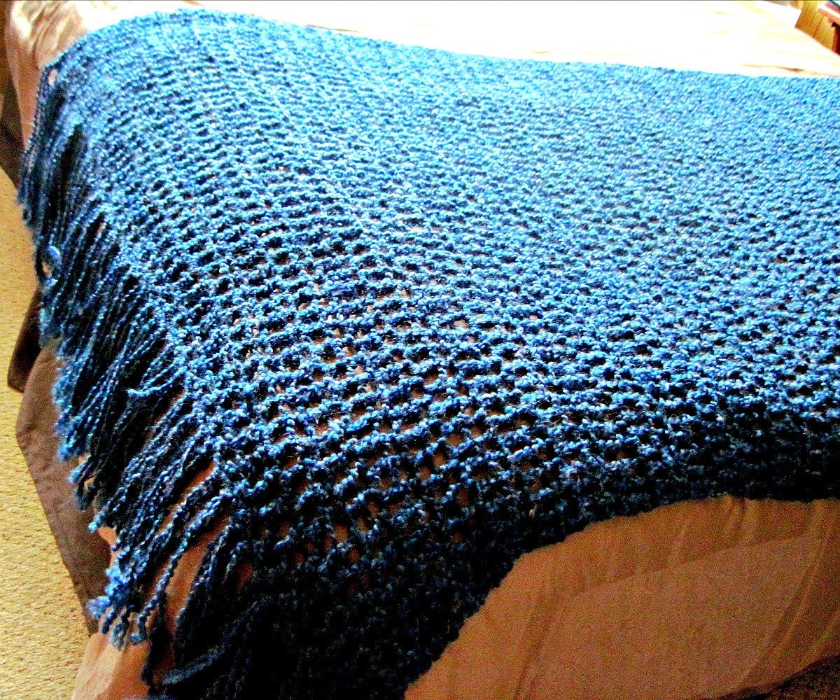 Throw Blanket BlueThrow Blanket Fringe Blue Home Decor