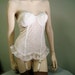 Vintage Goddess Merry Widow Corset, Strapless Bra Bustier, White Lace, Garters 36 B Bridal