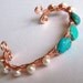 Wire Wrapped Cuff Bracelet - Genuine Turquoise - Freshwater pearl - Adjustable