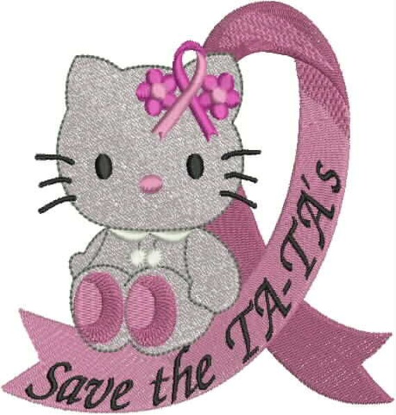 Hello Kitty Pink Ribbon Embroidery Design
