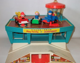 Vintage Fisher Price Airport Playset Vintage Play Family Airport for Children