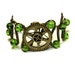 Steampunk Jewelry - Bracelet - Brass Gear and green Glass