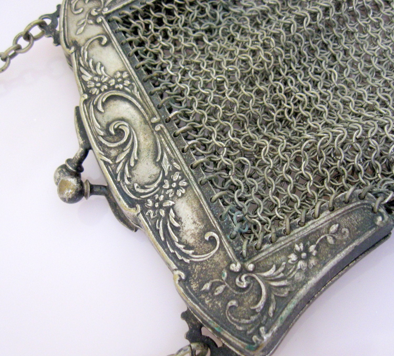 antique german silver mesh purse