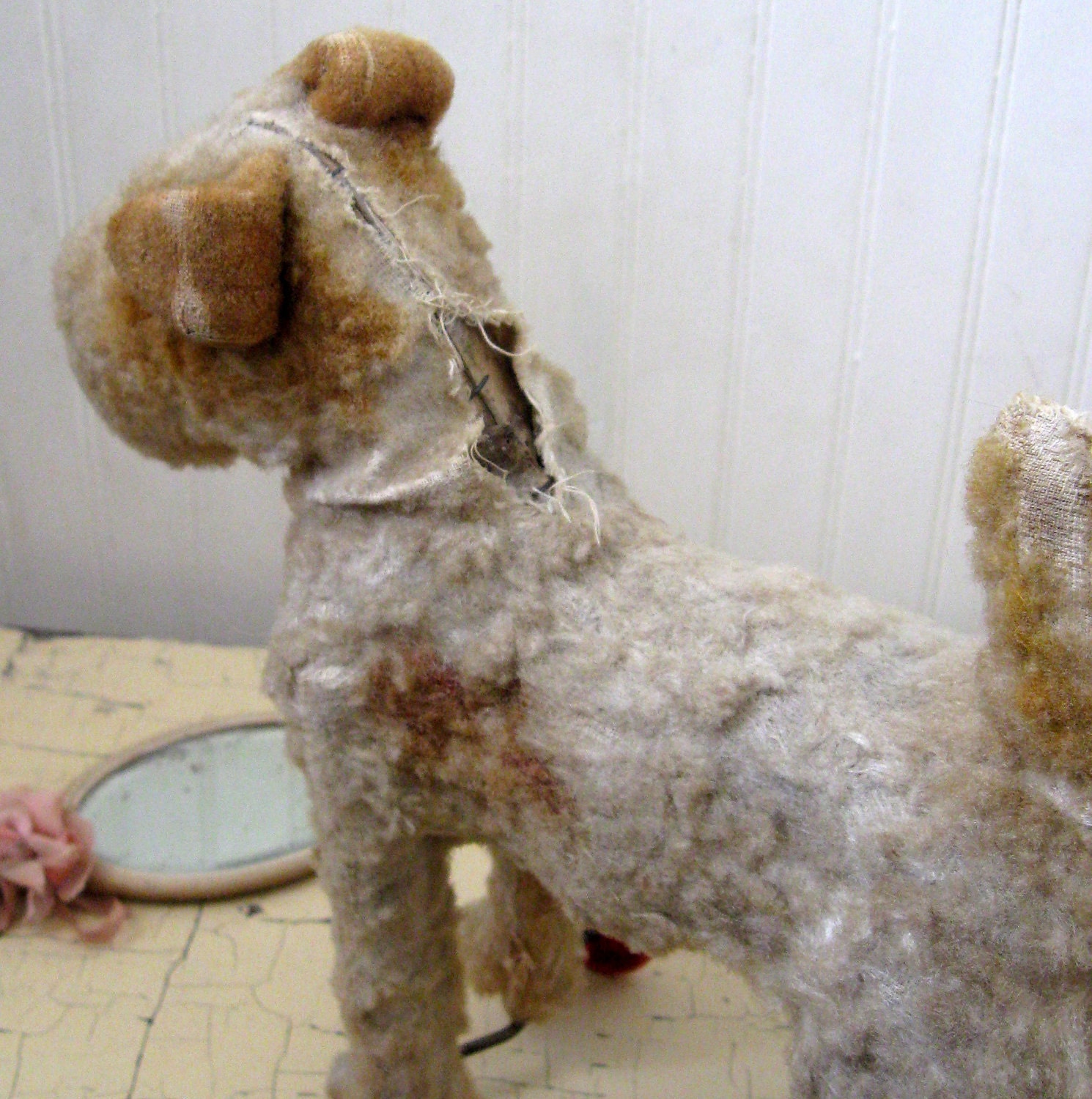 antique stuffed dog