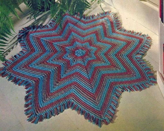PDF Crochet Pattern 8 Pointed Star for Rug Blanket Throw