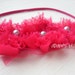 LAST ONE - Vibrant Pink Florets - Hot Pink Shabby Chic Rosettes - Tulle Pearls - Skinny Headband - Baby Infant Newborn Girls Adults