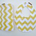 Yellow CHEVRON Bib and Burp Set - Chenille and Pearl Snap - or Choose Aqua or Gray