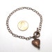 Antiqued Copper Chain Bracelet with a Heart Dangle and Toggle Clasp is ready for Charms or Dangles,8 inches, (A015)