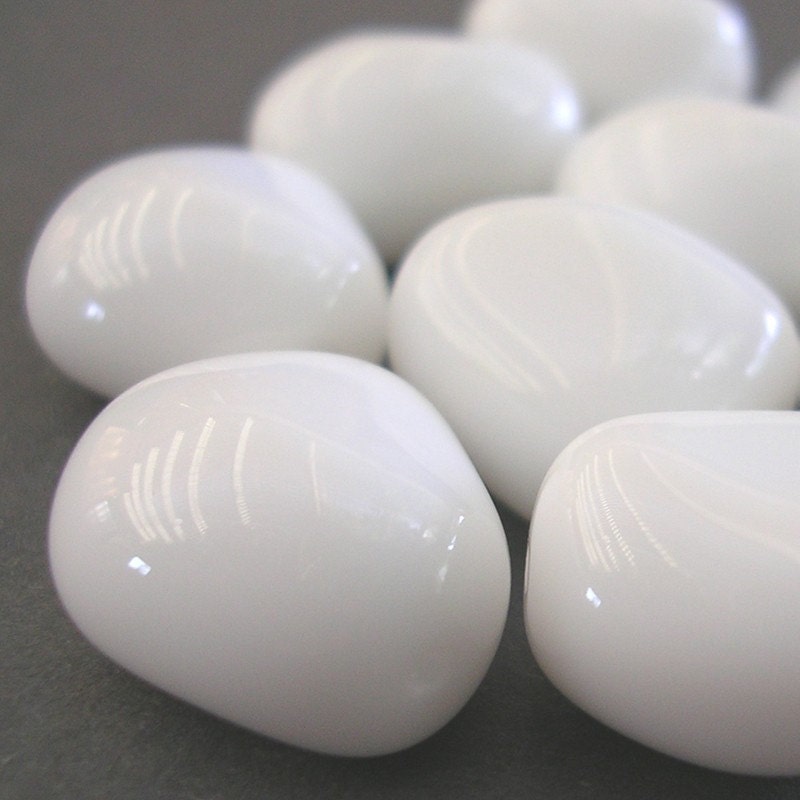 Opaque White Czech Glass Rocks Qty 10