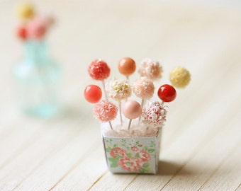 Dollhouse Miniature Food - Sweet Cake Pops in 1/12 Scale