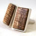 Wooden Cufflinks: Curly Old Growth Hawaiian Koa with Sapwood in Sterling Silver Bezel (CL-428)