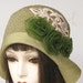 Vintage Style Flapper Cloche Hat in Sage Green