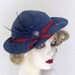 Womens Bombshell Hat Vintage Reproduction 1930s 1940s Royal Blue Suede