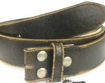 Distressed Black Leather Belt Strap- Snap On Changeable- Men Women- 1.5" - 30 31 2 33 34 35 36 38 39 40 42 44 46 47 xl xxl - POPULAR STYLE
