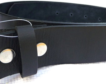 Beautiful Black Leather Belt Strap Snap On- Men Women- SUPPLE- Removable Changeable- 1.5" -28 30 32 34 36 38 40 42 44 46 47 - BEST SELLER