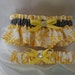 DAMASK GARTER SET Madison two pc set Sun Yellow and White with Pewter Charcoal grey or Your Choice of Accent Ribbon Color