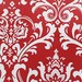 SAMPLE SALE- RUNNER 27" Osborne White Damask on Red Table runner damask runner
