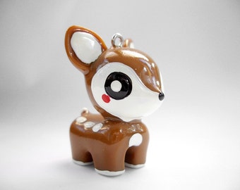 Kawaii 25x35mm brown fawn pendant charm (J252.4)