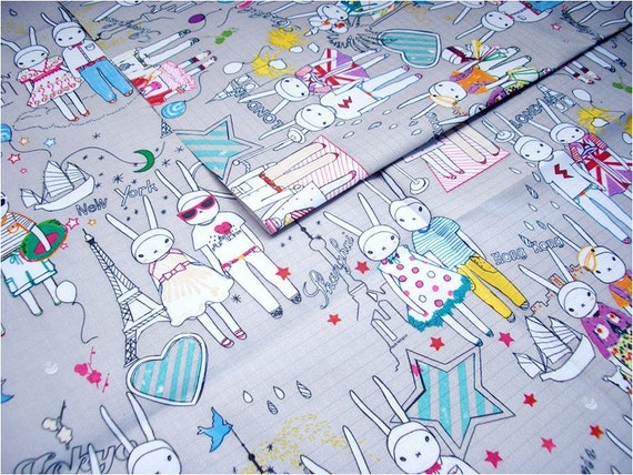 2255 Fifi Lapin and Sonny Bunny Rabbit Waterproof Fabric