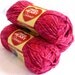 Red Heart Shimmer yarn, bright LIPSTICK pink with metallic thread, worsted weight, sparkly yarn