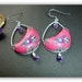 Matte silver teardrop finding with amethyst onions and hot pink purple and silver polymerclay in sterling silver - Flamingo