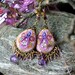 Shades of Amethyst with brass filigree frame and clay floral 24k gold Statement earrings - A Day Under the Lilac Sky