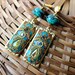 Turquoise clay floral gold earrings -Vintage Brass ornate earrings - A Beautiful Kind of Day