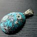 Floral Clay Pendant with silver leaf and swarowski Rhinestones and artisan sterling oxidised bail - Against the Lovely Blue Skies
