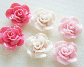 6 pcs Lovely Milky Color Rose Cabochon (27mm29mm) FL278
