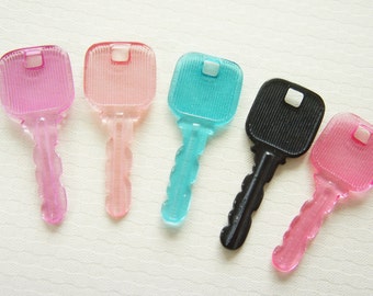 2 pc BLACK Clear Key Charm (21mm53mm) AZ003 (((LAST/no restock))
