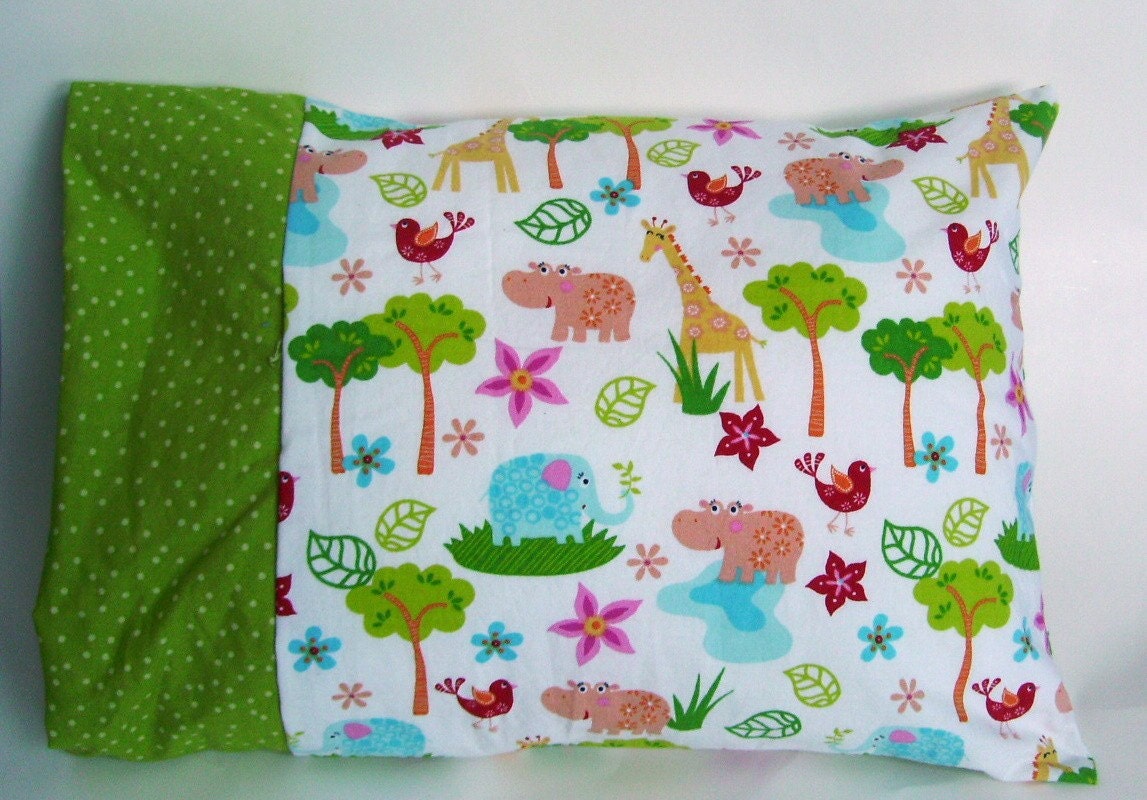 little girls pillow case with Pillow toddler size 12X16 jungle