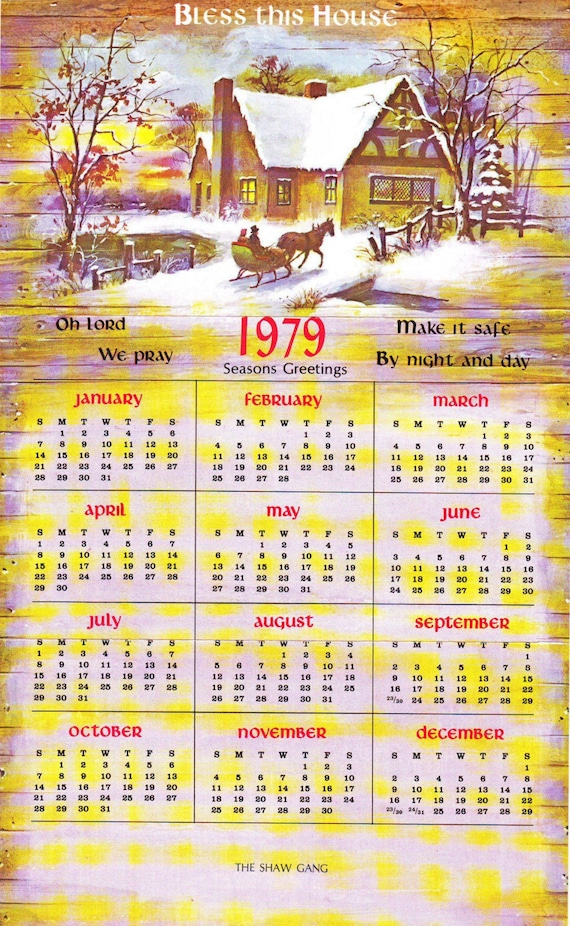 VINTAGE Ephemera 1979 Calendar
