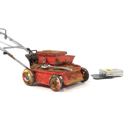 Old Lawn Mower for Miniature Fairy Gardening May Not Run by Janit