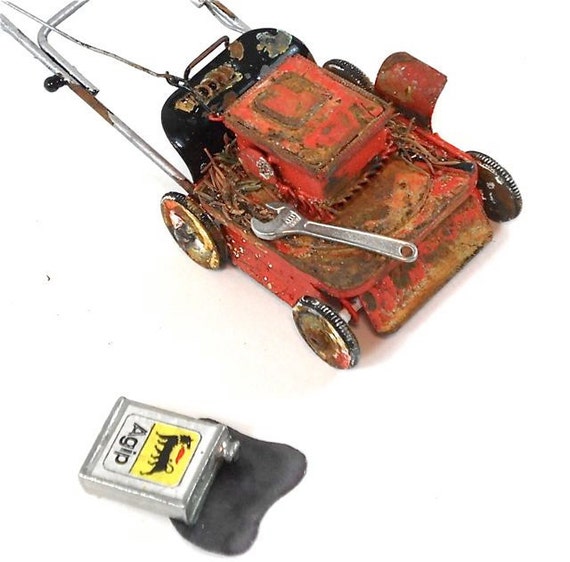 Old Lawn Mower for Miniature Fairy Gardening May Not Run by Janit