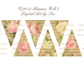 Instant Download Shabby GARLAND No B3- Shabby Banner - Printable - Digital - High Quality Images