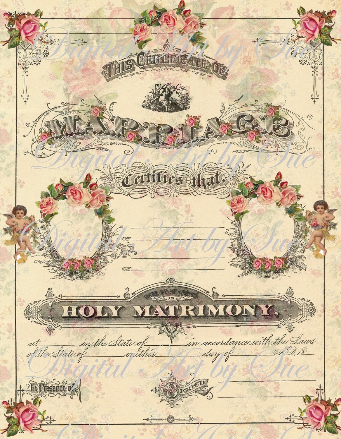 Vintage Wedding Certificate Of Marriage Editable Printable Certificate My Xxx Hot Girl 6965