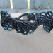 Hemp Macrame Bracelet with Blue Iridescent Glass - Hippie Bohemian Natural